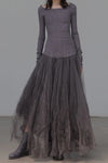 marc le bihan 21900 gray purple long-sleeved tutu 3-layer yarn